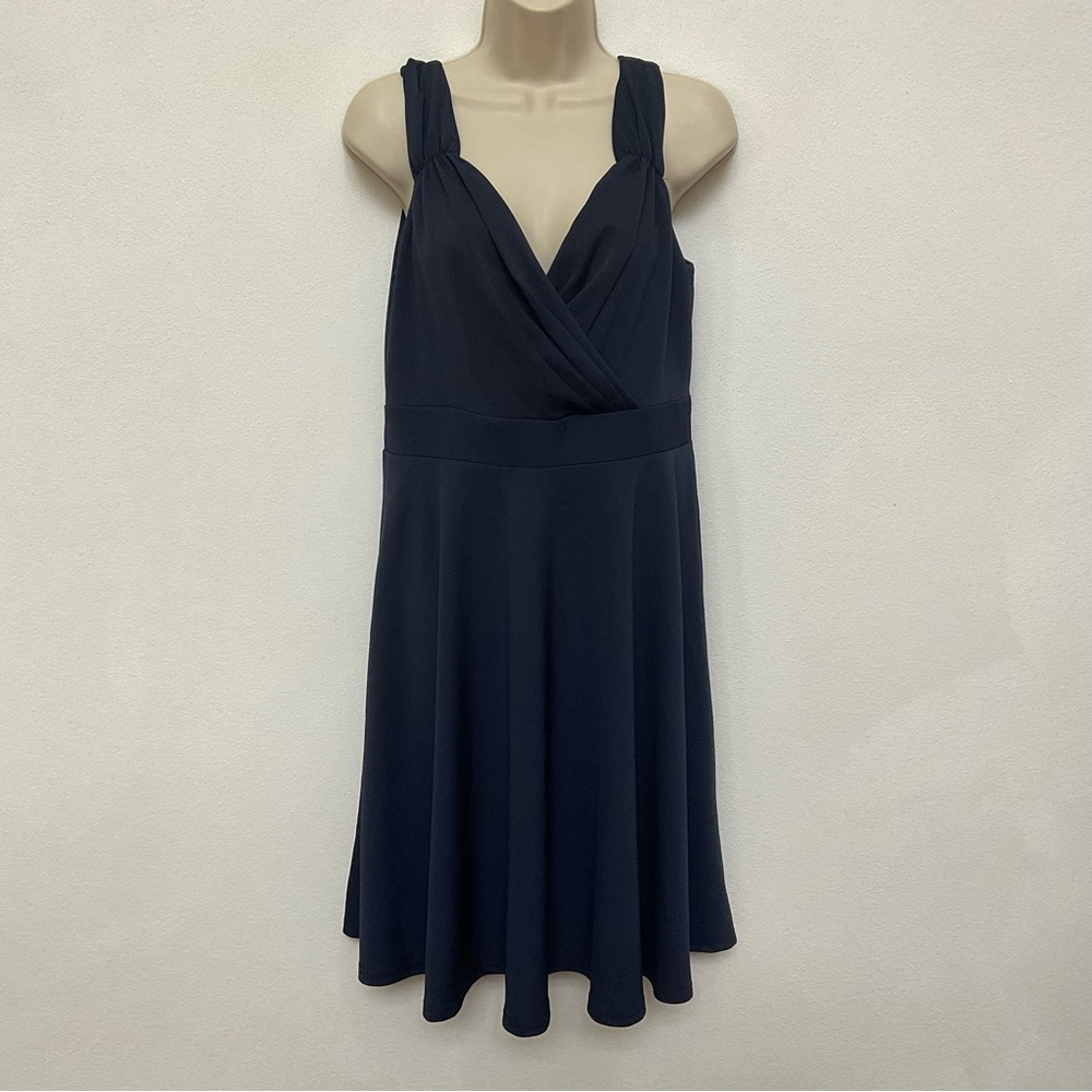 NWT Grace Karin Navy Blue Wrap Bodice Midi Dress Size Large Wedding Event Fancy